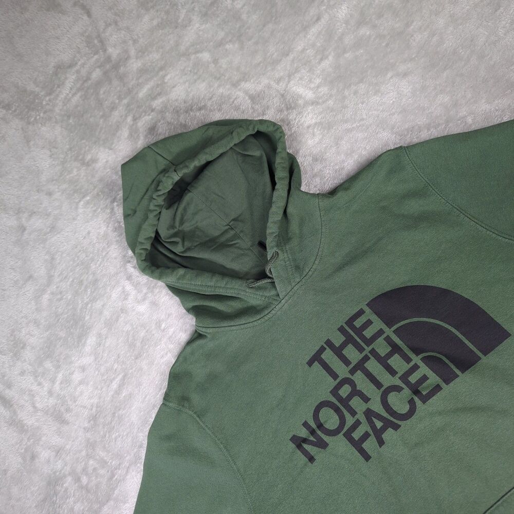 The North Face Logo Hoodie Mens Large L Olive Green Pullover Sweatshirt